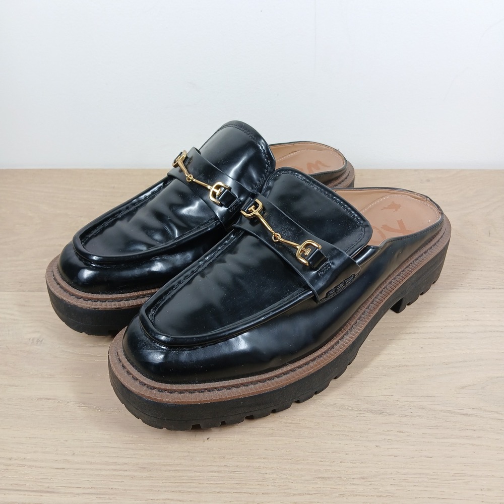 Sam Edelman Lennon Loafers Womens 10M Black Leather Horsebit Platform Mule Clog